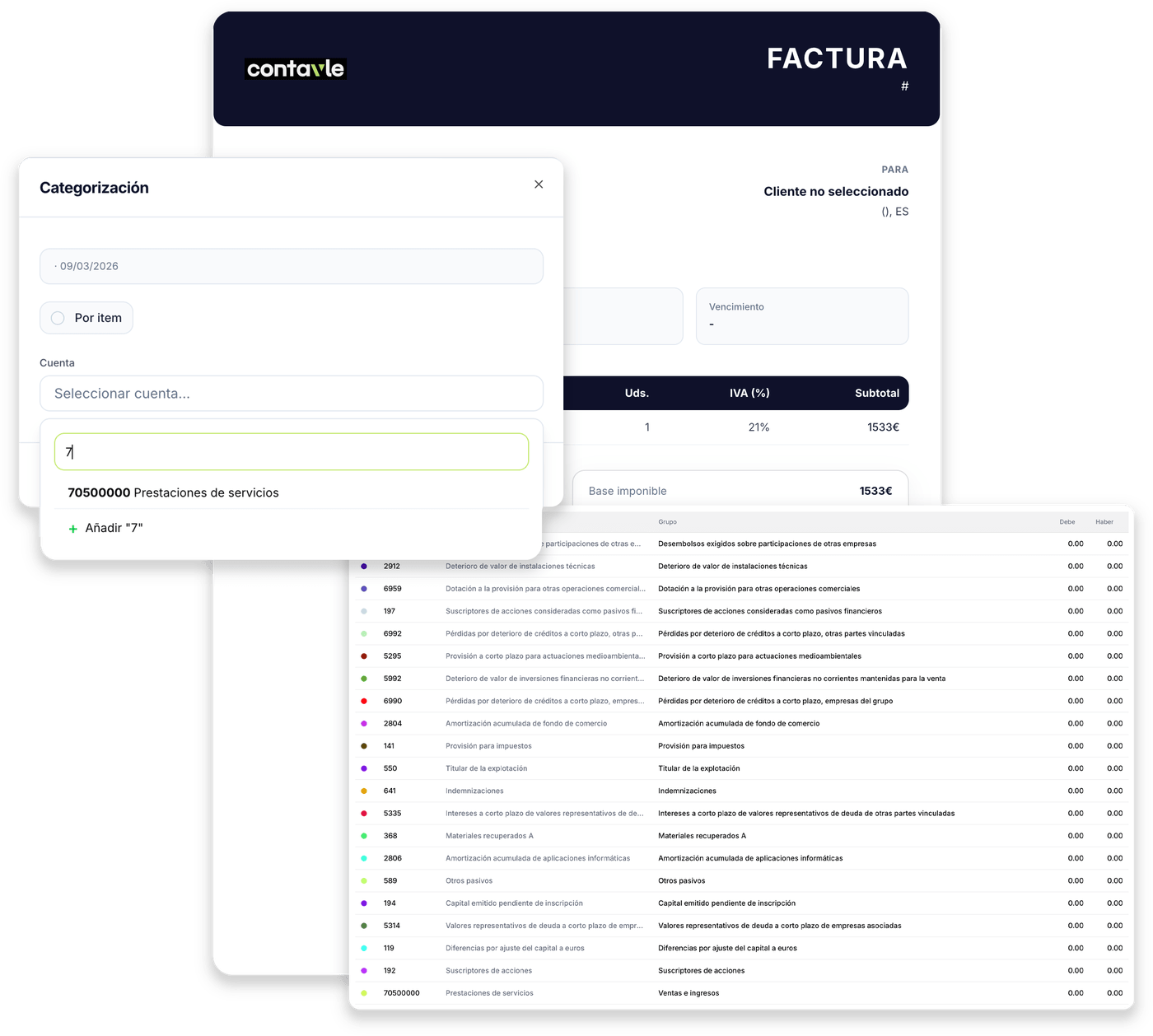 Plan contable y asientos automáticos