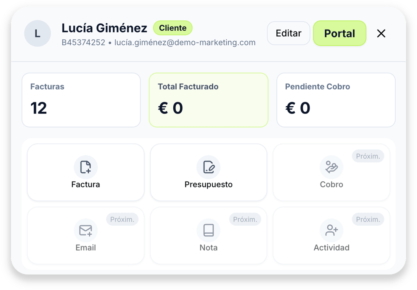 Panel multi-cliente Contavle para asesorías